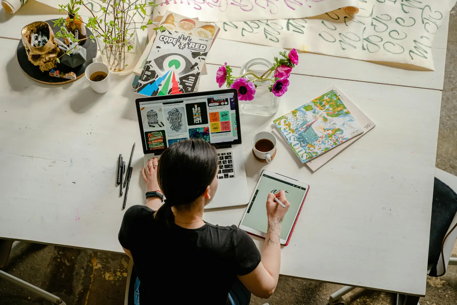 Developer working at a collaborative digital design workspace.